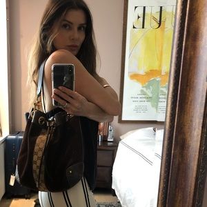 Brown suede and leather Gucci bag